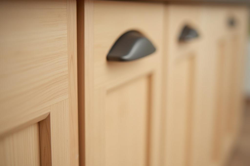 Detaljbild av köksinredning i trä från Kiruna Villa projektet